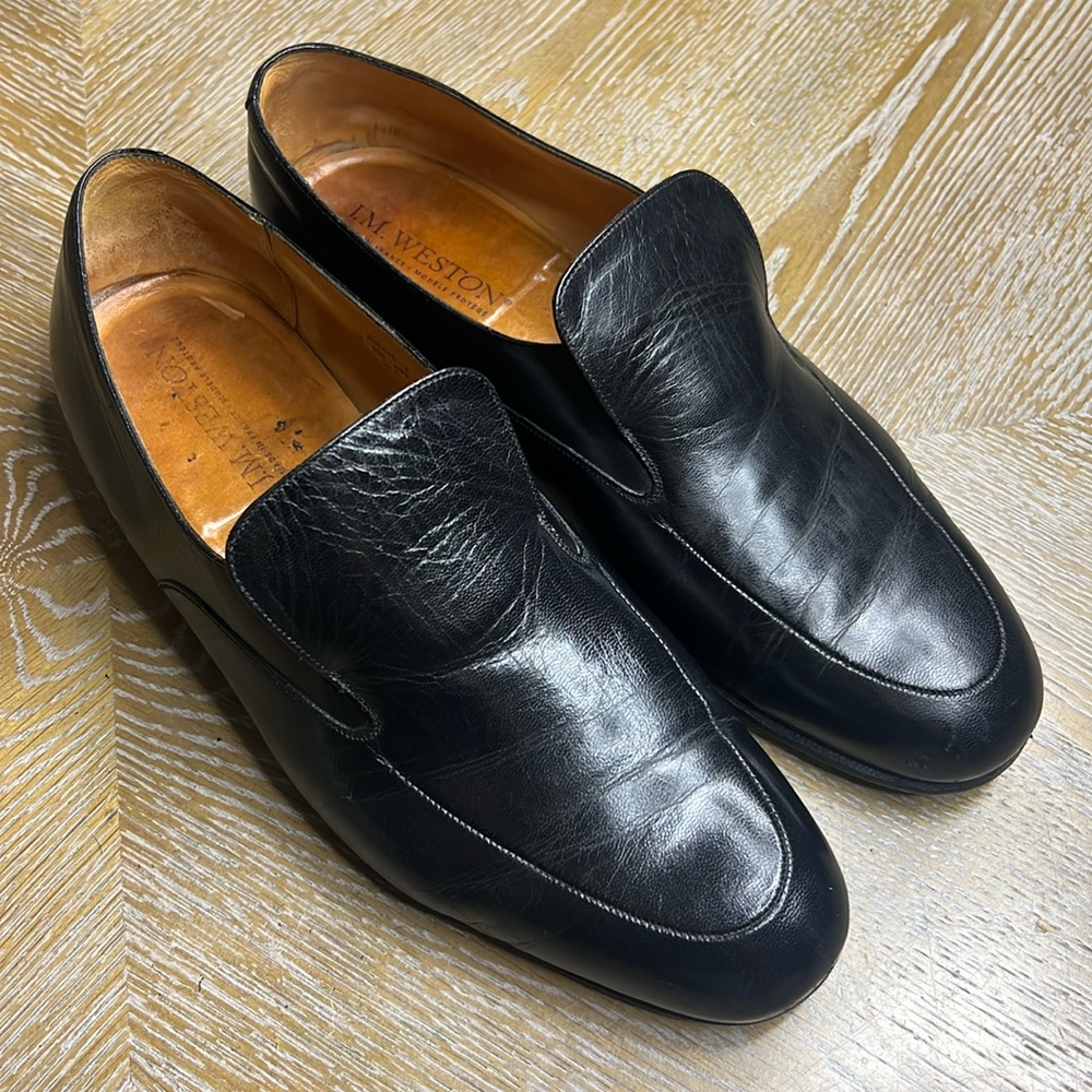 J.M. WESTON Black Leather Men’s Loafers 10